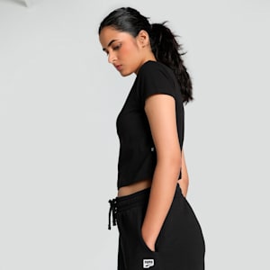 GRAPHICS MUSIC Women's Slim Fit Crop Tee, PUMA Black, extralarge-IND