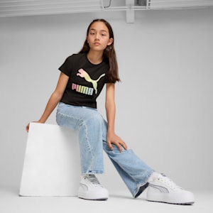 CLASSICS Shiny Logo Big Kids' Tee, PUMA Black, extralarge