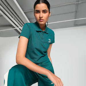CLASSICS Women's Slim Fit Polo, Cold Green, extralarge-IND