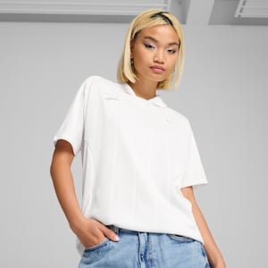 Playera con cuello camisero YONA para mujer, PUMA White, extralarge