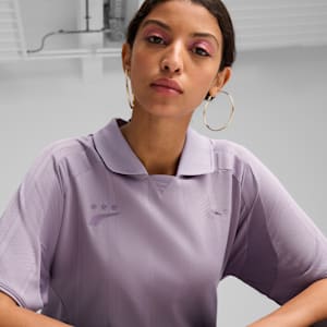 Playera con cuello camisero YONA para mujer, Pale Plum, extralarge