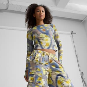 T-shirt à manches longues en maille PUMA x COLLINA STRADA Femme, Yellow Pear-AOP, extralarge