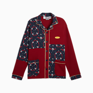 PUMA HOOPS x POLAR EXPRESS Men's PJ Top, Club Navy-Intense Red-AOP, extralarge