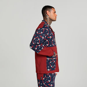 Hoops x Polar Express Men's Relaxed Fit Basketball PJ Top, Club Navy-Intense Red-AOP, extralarge-IND