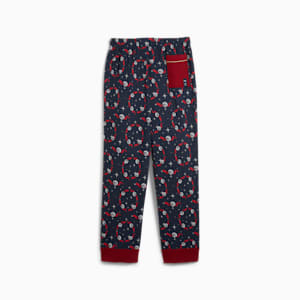 Pantalón de pijama PUMA HOOPS x POLAR EXPRESS para hombre, Club Navy-Intense Red-AOP, extralarge