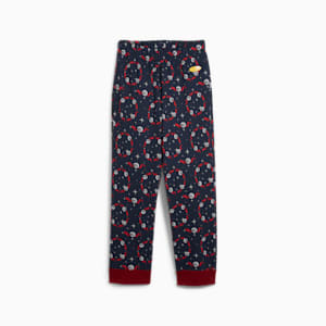 Pantalón de pijama PUMA HOOPS x POLAR EXPRESS para hombre, Club Navy-Intense Red-AOP, extralarge