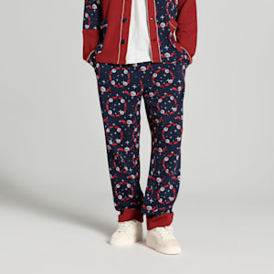Hoops x Polar Express Men's Relaxed Fit Basketball PJ Pants, Club Navy-Intense Red-AOP, extralarge-IND