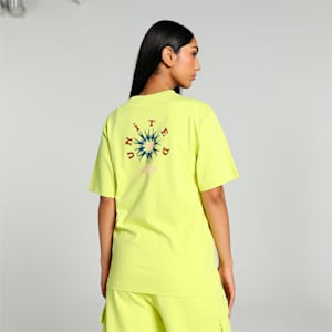 DOWNTOWN Women's Relaxed Fit Graphic T-shirt, Lime Sheen, extralarge-IND