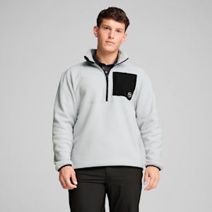 Quarter-Zip Fleece Golf Top Men, Ash Gray-PUMA Black, extralarge-GBR