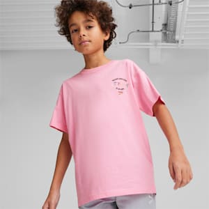 DOWNTOWN Boy's Graphic Relaxed Fit T-shirt, Pink Lilac, extralarge-IND