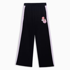 T7 Floral Print Girl's Relaxed Fit 7/8 Sweatpants, PUMA Black, extralarge-IND