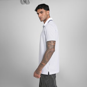 MATTR Elevated Stripe Men's Golf Polo, Blue Crystal-Deep Navy, extralarge-IND