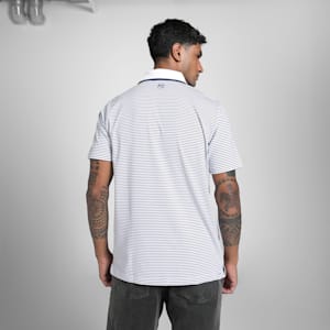 MATTR Elevated Stripe Men's Golf Polo, Blue Crystal-Deep Navy, extralarge-IND