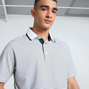 MATTR Elevated Stripe Men's Golf Polo, Dark Myrtle-Deep Navy, extralarge-IND