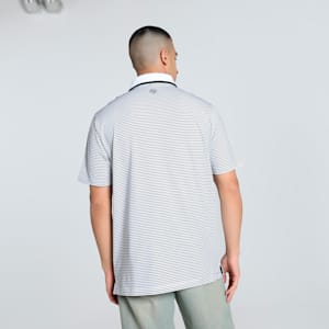 MATTR Elevated Stripe Men's Golf Polo, Dark Myrtle-Deep Navy, extralarge-IND