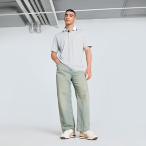 MATTR Elevated Stripe Men's Golf Polo, Dark Myrtle-Deep Navy, extralarge-IND