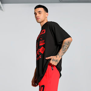 Scoots Trail Blazing Men's Oversized Fit Basketball Tee, PUMA Black, extralarge-IND