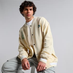 SUPER Men's Relaxed Fit Baseball Jacket, Creamy Vanilla, extralarge-IND