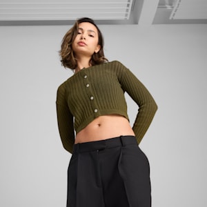 Saco tejido YONA para mujer, Olive Drab, extralarge