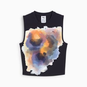 Playera sin mangas estampada YONA para mujer, New Navy, extralarge