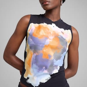 Playera sin mangas estampada YONA para mujer, New Navy, extralarge