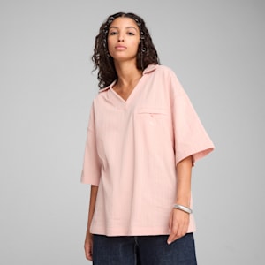 YONA Women's Oversized Polo, Rose Quartz, extralarge