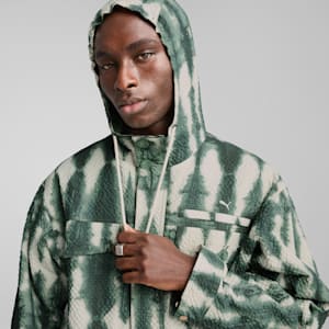 PALAIS ARTISAN Seersucker Men's Oversized Jacket, Green Moon, extralarge-IND