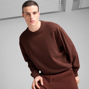 PALAIS ARTISAN Men's Crew-Neck Boxy Fit Sweatshirt, Chocotart, extralarge-IND