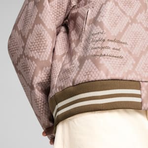 Year of the Snake Men's College Jacket, Coconut Crush-AOP, extralarge