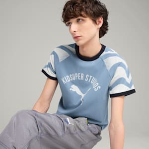PUMA x KIDSUPER Men's Slim Fit Ringer Tee, Cool Blue, extralarge-IND