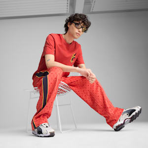 Road To Unity Graphic Men's Relaxed Fit Track Pants, Red Fire-AOP, extralarge-IND