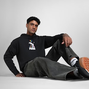EQUAL LOVE CONFEDERATION Relaxed Fit Graphic Hoodie, PUMA Black, extralarge-IND