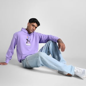 EQUAL LOVE CONFEDERATION Relaxed Fit Graphic Hoodie, Lavender Alert, extralarge-IND