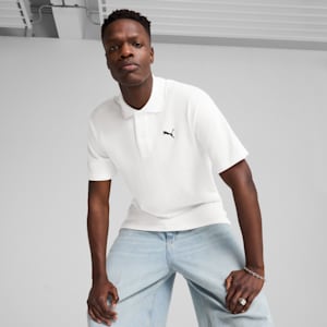 WARDROBE ESS Men's Pique Relaxed Polo, PUMA White, extralarge