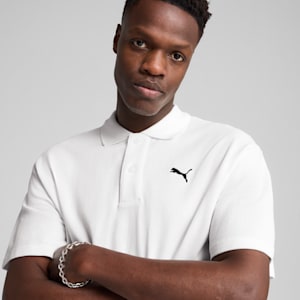 WARDROBE ESS Men's Pique Relaxed Polo, PUMA White, extralarge