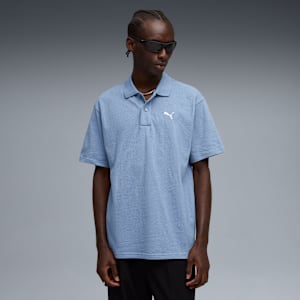 WARDROBE ESS Men's Pique Relaxed Polo, Cool Blue, extralarge