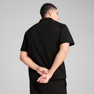WARDROBE ESSENTIALS Men's Seersucker Relaxed Shirt, PUMA Black, extralarge