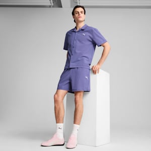 WARDROBE ESSENTIALS Men's Seersucker Relaxed Shirt, Blue Crystal, extralarge