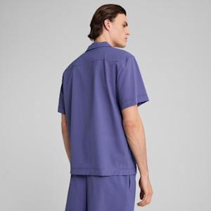 WARDROBE ESSENTIALS Men's Seersucker Relaxed Shirt, Blue Crystal, extralarge