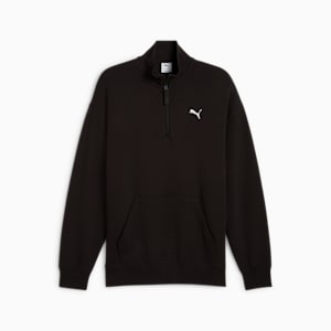 WARDROBE ESSENTIALS Men's Relaxed Half-Zip Crew, PUMA Black, extralarge