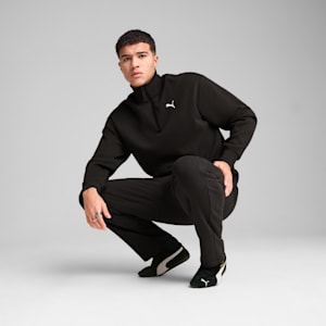 WARDROBE ESSENTIALS Men's Relaxed Half-Zip Crew, PUMA Black, extralarge