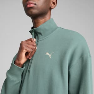 WARDROBE ESSENTIALS Men's Relaxed Half-Zip Crew, Green Moon, extralarge