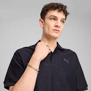 PREMIUM ESSENTIALS Men's Relaxed Jacquard Polo, New Navy, extralarge
