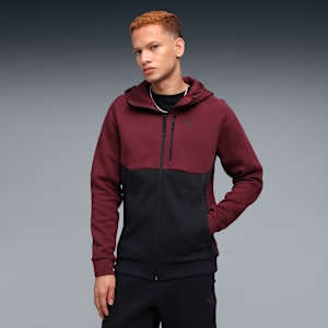 PUMATECH Full-Zip Men's Hoodie, Ruby Shimmer-PUMA Black, extralarge-IND