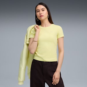 Playera semi-ajustada Essentials para mujer, Gold Moon, extralarge