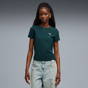 Essentials Slim Tee Women, Green Terrain, large-GBR
