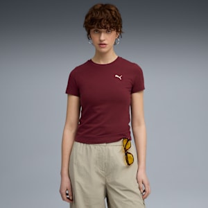 Playera semi-ajustada Essentials para mujer, Ruby Shimmer, extralarge