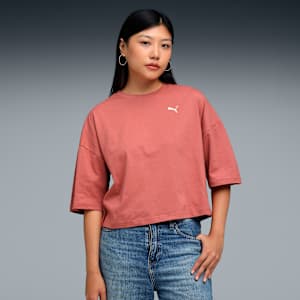 WARDROBE Essentials Women's Oversized Short Tee, Exotic Red, extralarge-IND