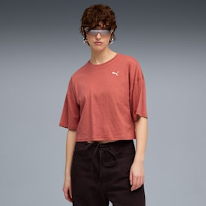 Wardrobe Essentials Women's Oversized Short Tee, Exotic Red, extralarge