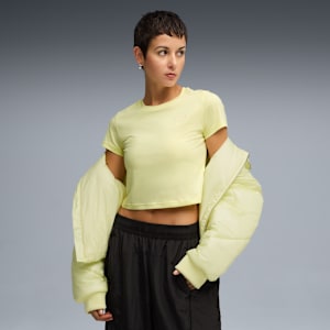 Playera corta WARDROBE Essentials para mujer, Gold Moon, extralarge